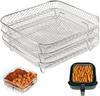 3 Set Square BBQ Mesh Fryer Accessories Grill Rack Vortex Fryer Stainless Steel Multi-Layer Dehydrator Rack Kitchen Tools