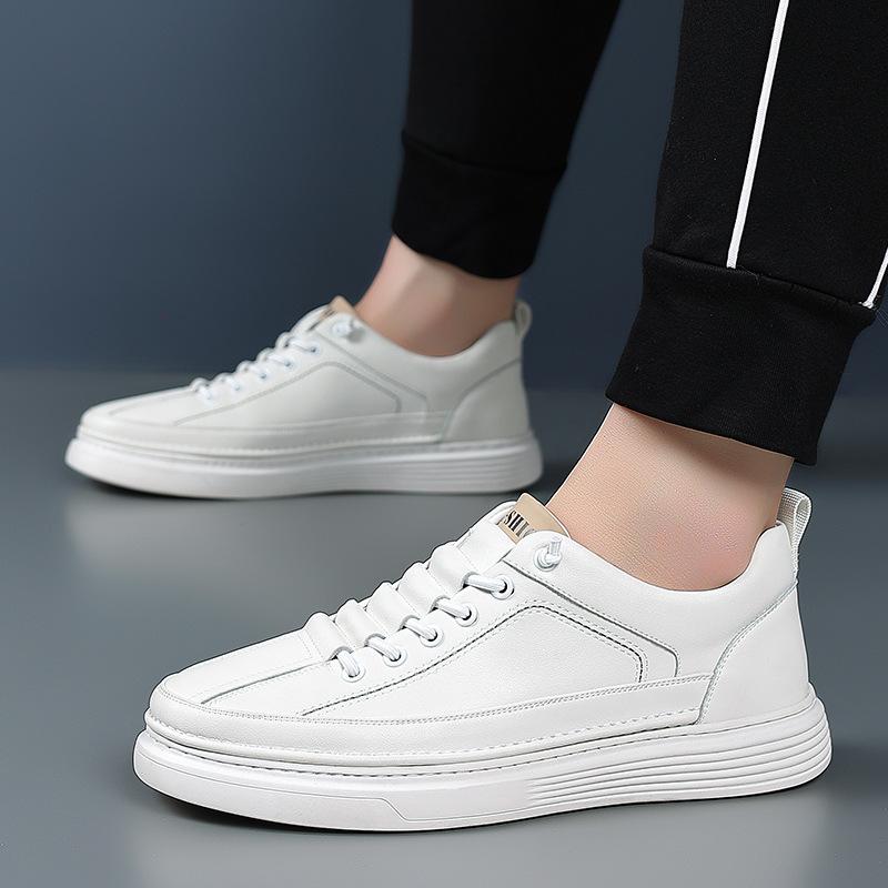 Fashion Spring Autumn Cow Leather Sneakers for Men Fashion Causal New Designer Sports Shoes Male Black White Lace Zapatos De Hombre