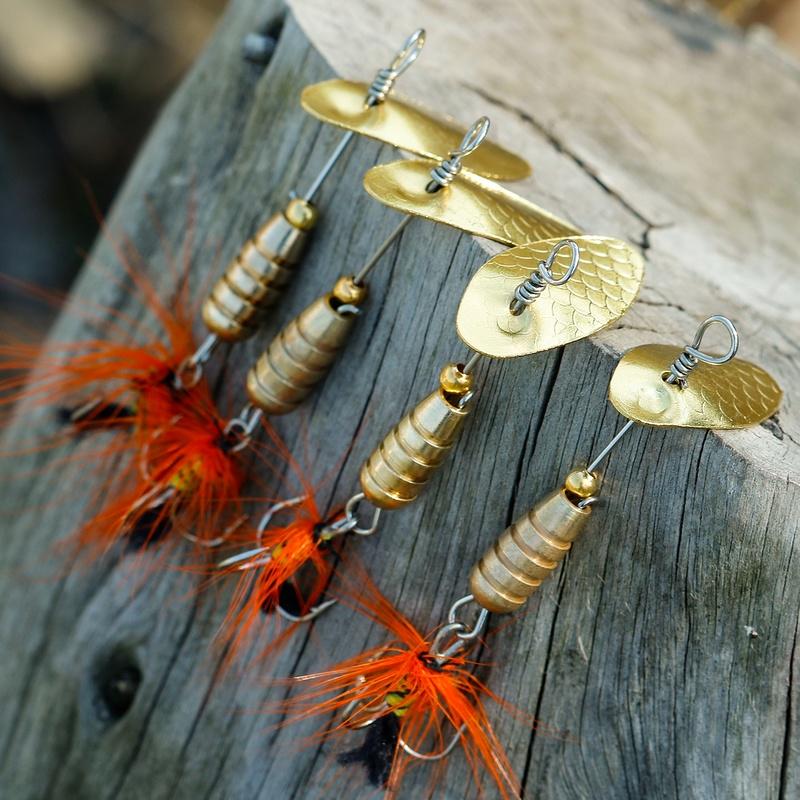 Рыболовные приманки, твердые металлические спиннер-приманки для окуня, форель, набор приманок, 4 шт. в коробке