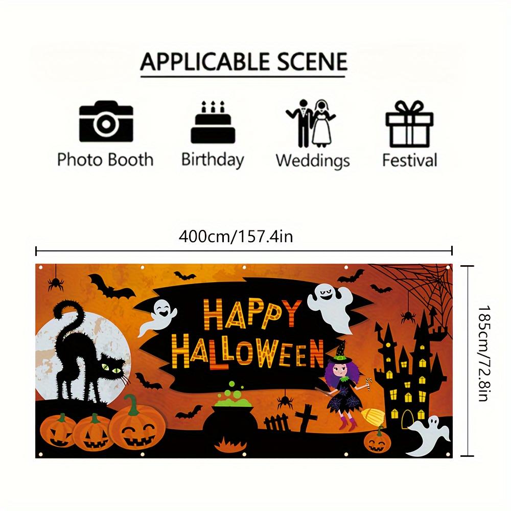 Happy Halloween Garage Banner - Durable polyester fabric, outdoor decoration, with pumpkin pattern, garden decoration