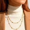 Двухслойная цепочка из рисовых бусин для женщин, с покрытием 18 каратным золотом, из нержавеющей стали, богемные ожерелья, минималистичные украшения, подарок