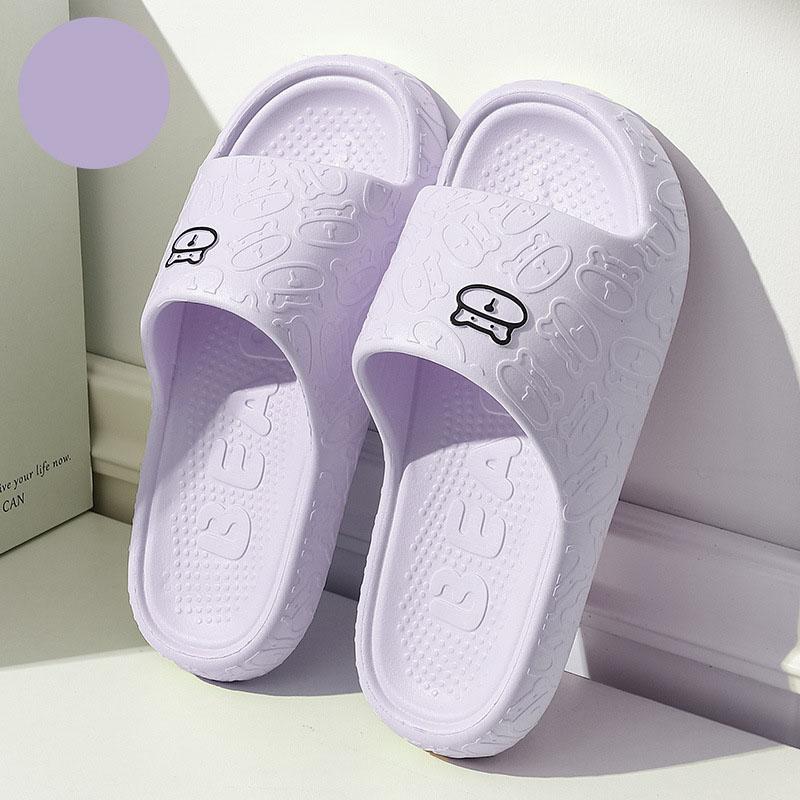 Outdoors Summer Women Men Flat Thick Platform Slippers Non-Slip Cartoon Home Bath Sandals Beach Slides Couples Ladies Shoes