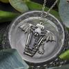 Ожерелье с подвеской в виде гроба-летучей мыши, готическое регулируемое ожерелье-цепочка, винтажная бижутерия из сплава для женщин и мужчин