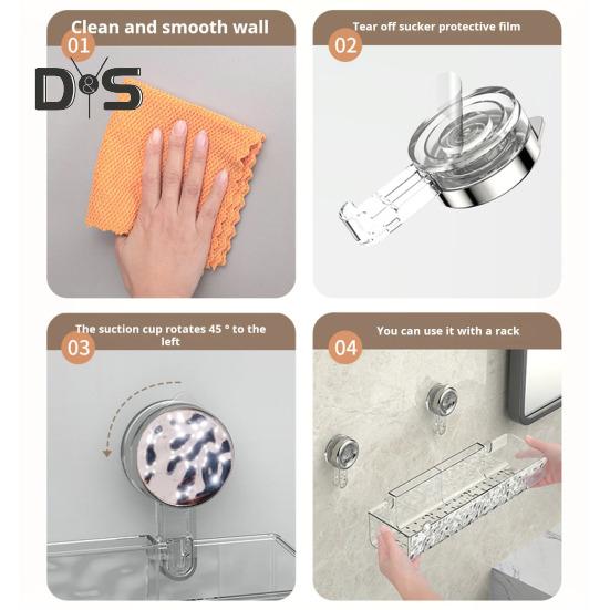 1/2 шт., прозрачная настенная полка без сверления, присоска, большая вместимость, простая установка, универсальный органайзер для ванной комнаты и душа