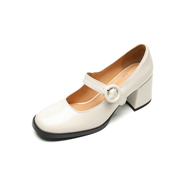 Женские туфли-лодочки на толстом каблуке, весенние лакированные туфли Мэри Джейн из натуральной кожи с круглым носком и пряжкой на ремешке, ретро-туфли для офиса, женские туфли