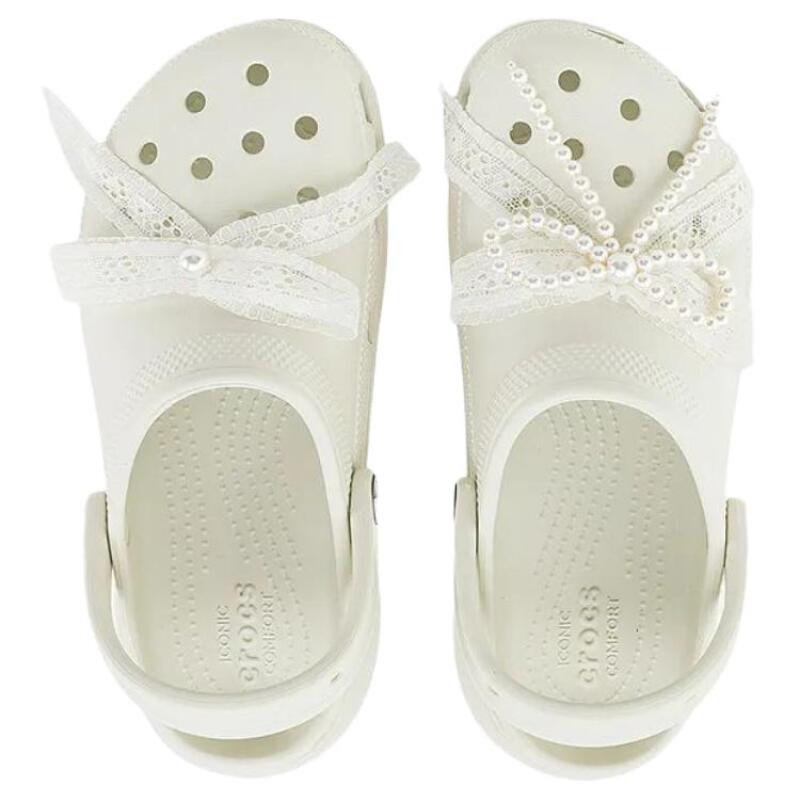 Crocs Жемчужное кружево, обувь-облако с отверстиями, женская, белая