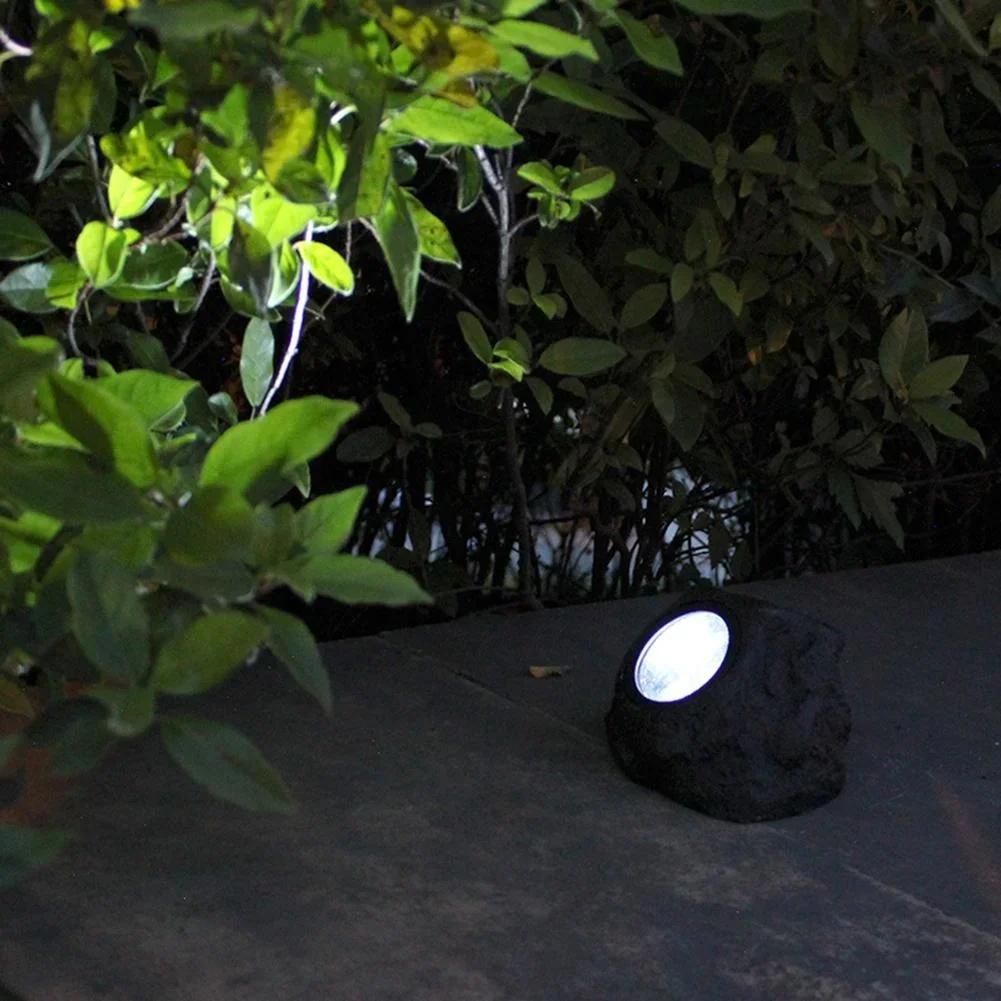Warm/Cold White Stone Solar Powered Landscape Light Garden Light for Waterproof Outdoor Garden Lawn Pathway Patio Tree Decor
