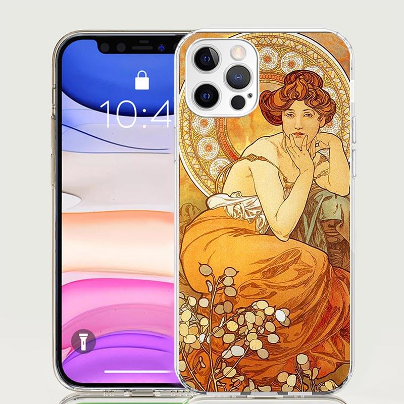 Alfons Mucha Primavera Case Phone Cover for Apple iphone 16 15 14 13 12 Mini 11 Pro Max 16E X XS XR 7 Plus 8 + SE 2020 Trend Fun