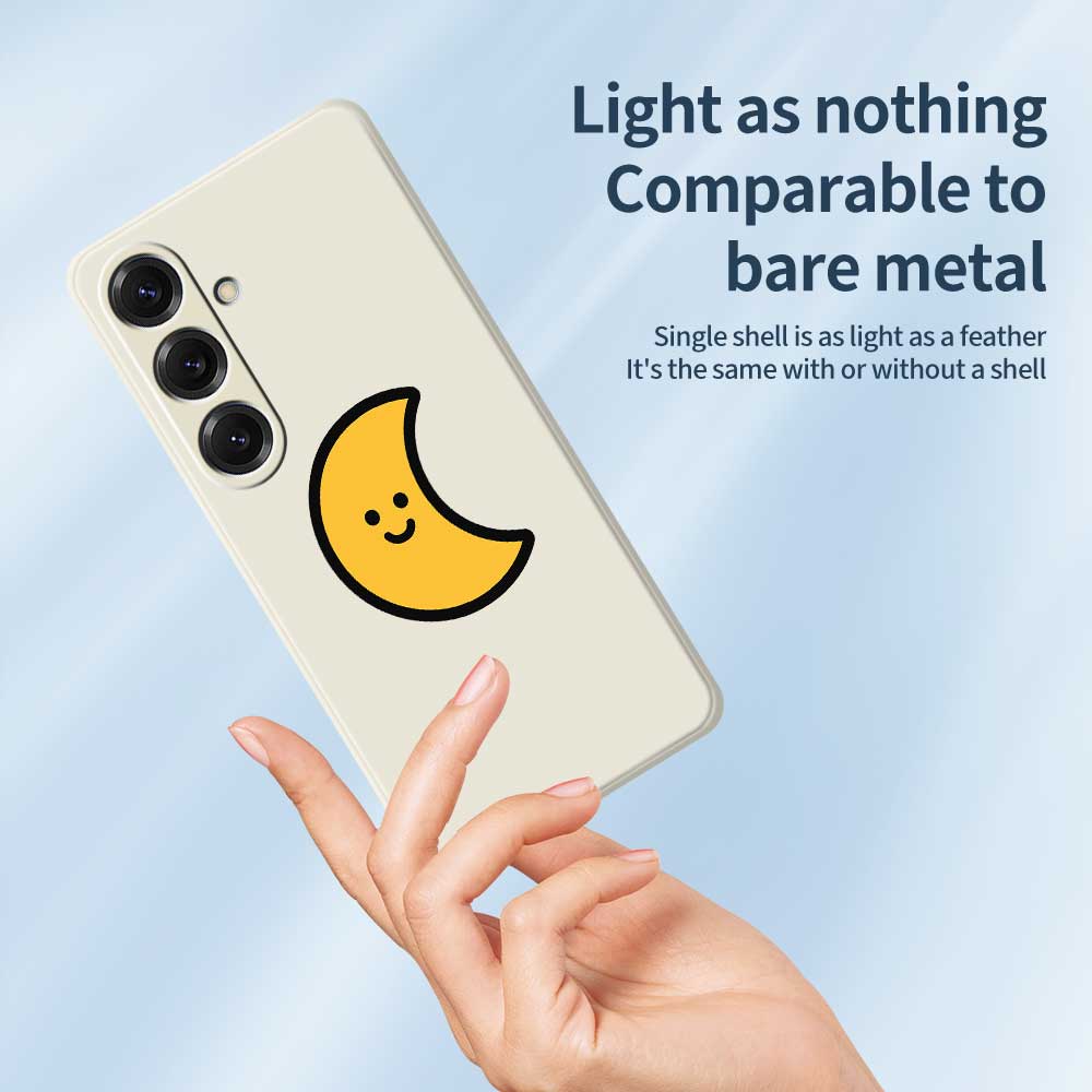 Чехол для Samsung Galaxy S25, печать узора «Желтая луна», прямой край, задняя крышка телефона из ТПУ