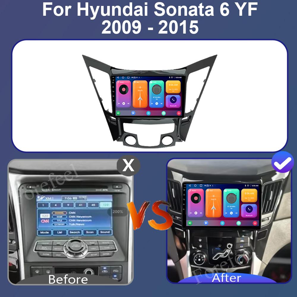 Для Hyundai Sonata 6 YF 2009 - 2015 Android 14 автомобильный радиоприемник мультимедиа видеоплеер GPS навигация AI Voice 4G CarPlay головное устройство