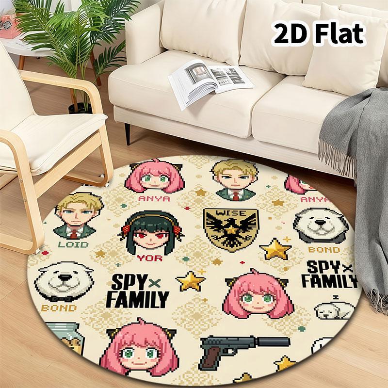 Ковер круглый Spy Family Ковер для гостиной, спальни, дивана, игровой комнаты Декор Нескользящий коврик для пола
