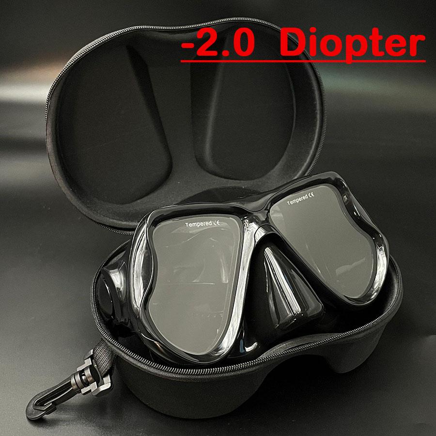 Индивидуальная оптическая корректирующая маска для дайвинга для взрослых с близорукостью, стеклянная линза, маска для плавания с диоптриями от -1,5 до -5,0, упаковка в черной коробке