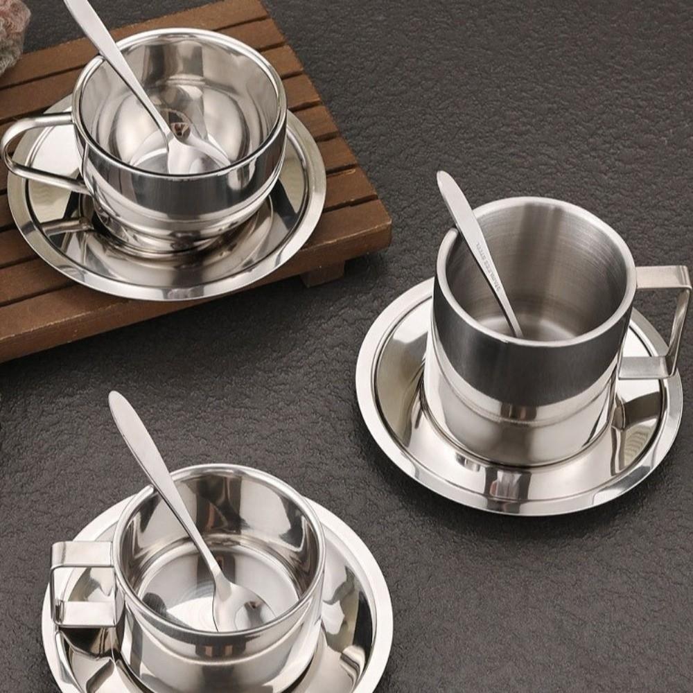 Stainless Steel Tea Cup Double Wall Espresso Cup Portable Coffee Cup Set  Gift Idea