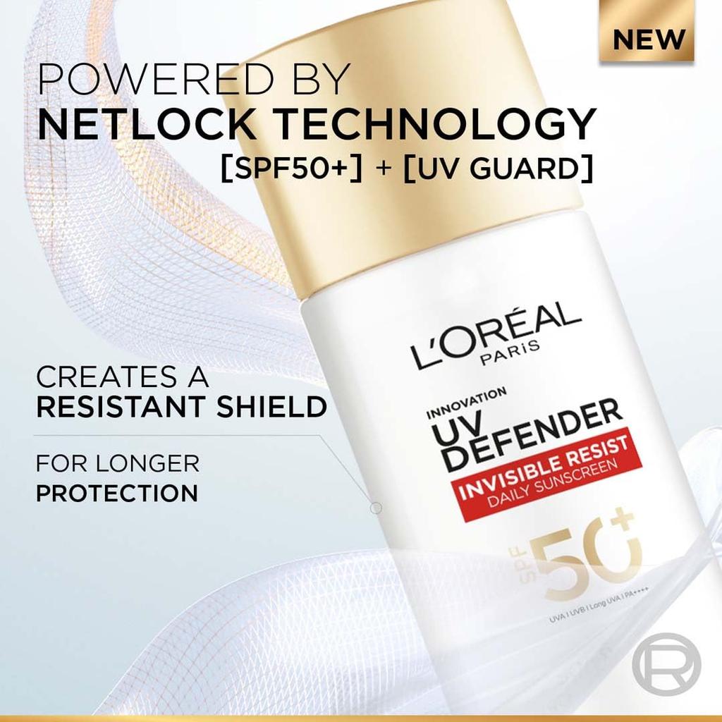 L'Oreal Paris UV Defender Невидимый Защитный Ежедневный Солнцезащитный Крем SPF50+ PA++++ 50 мл | Легкий для Кожи, Водостойкий, Защита от Пота и Защищает