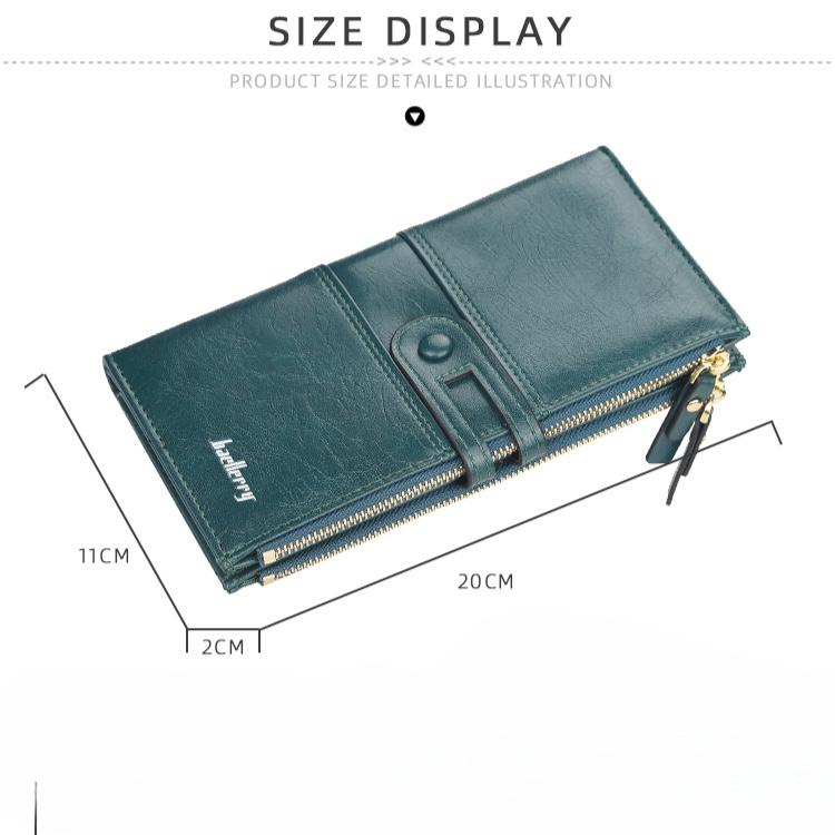 Baellerry Women's Long Wallet Snap Button Purse Multifunctional Billfold Fashion Cell Phone Bag Korean Style Zipper Coin Purse