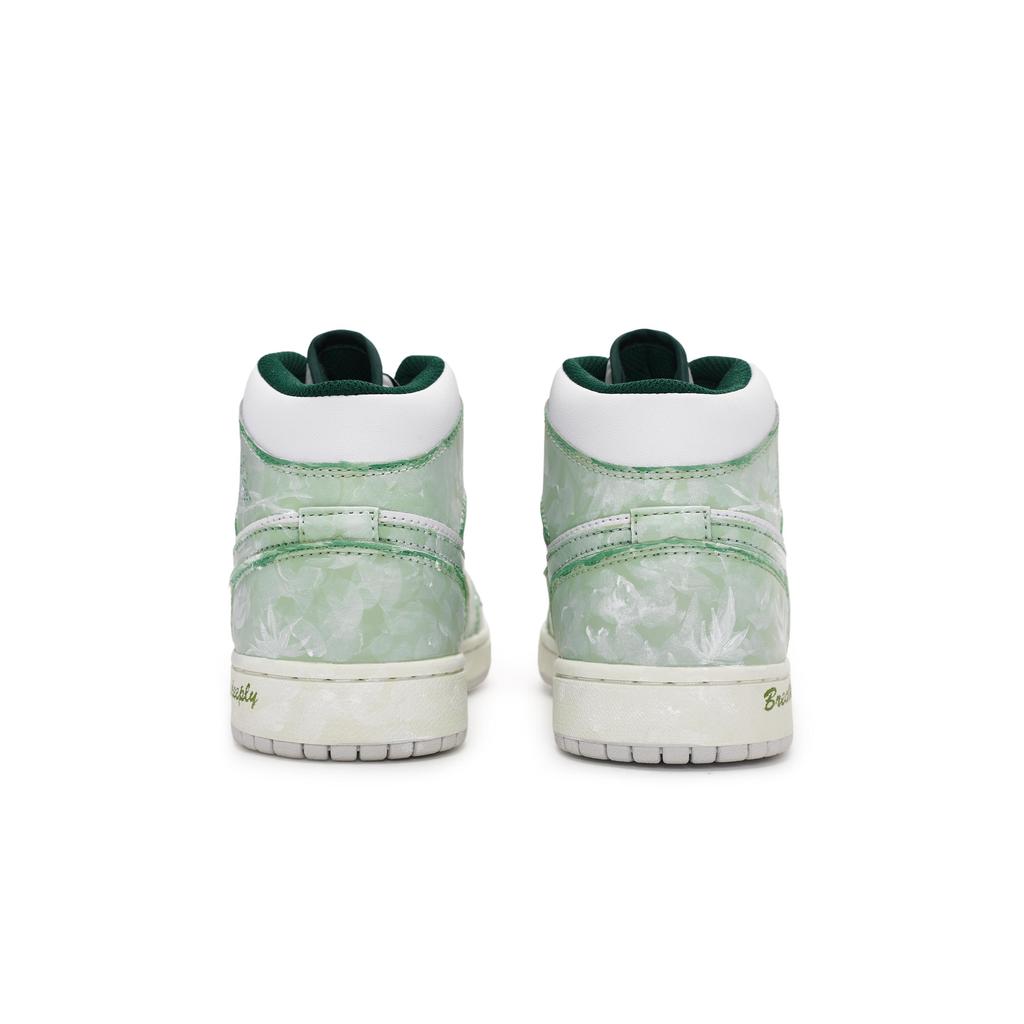 Jordan Air Jordan 1 Vintage Basketball Shoes Unisex Mid Top White/Green FQ7720-103(Team80-S-BOX)