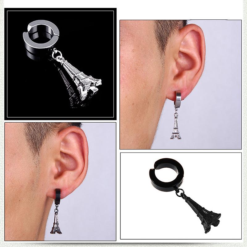 Серьги Simplicity, клипса для ушей в виде геккона, 1 шт., панк, без проколотых ушей, серьги-гвоздики для мужчин и женщин, рука призрака, титановая сталь, серебристо-черная железная башня