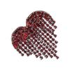 Heart Shaped Tassel Brooch Shiny Alloy Red Rhinestones Brooch Pin Jewelry for Dancing Party Dating