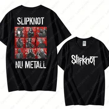 Винтажная футболка S-Slipknots Prepare for Hell Tour Черная Футболка Хэви-метал Рок-группа Мужчины Женщины Хип-хоп Эстетика Графические Футболки