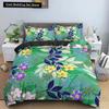 Flowers King Queen Duvet Cover 3D Colorful Floral Printed Polyester Bedding Set for Teens Adults Women Leaves Soft Quilt Cover