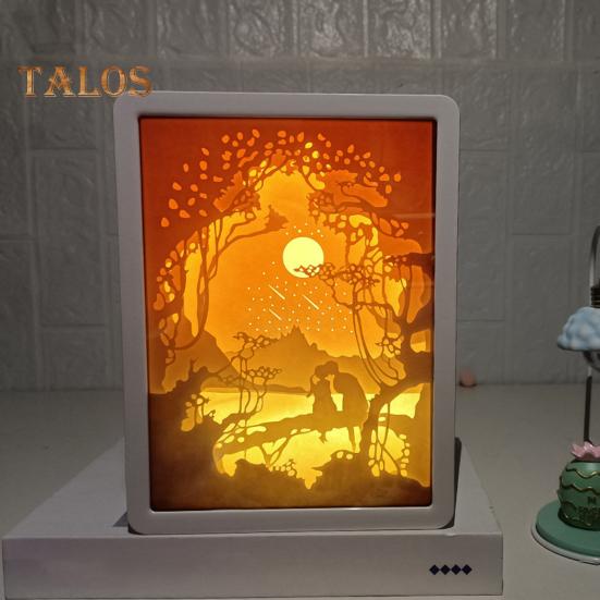 3D Бумажный Ночник с Мягким Свечением Перезаряжаемые Креативные Бумажные Скульптуры Рамка Настольная Лампа Декоративный Ночник