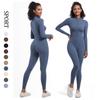 Zipper Nude Long Sleeved Jumpsuit Yoga Suit, Quick Drying And Tight, High Strength Running And Fitness Jumpsuit For Women