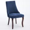 Rayon Cloth Flocking Linen Dining Chairs with Curved Solid Wood Legs, Set of 2 (Blue), DE1847BL