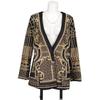 Jacket Blazer Black Floral Print Blazer Long Sleeve V-neck Blazer Ladies Elegant Slim Waist Ladies