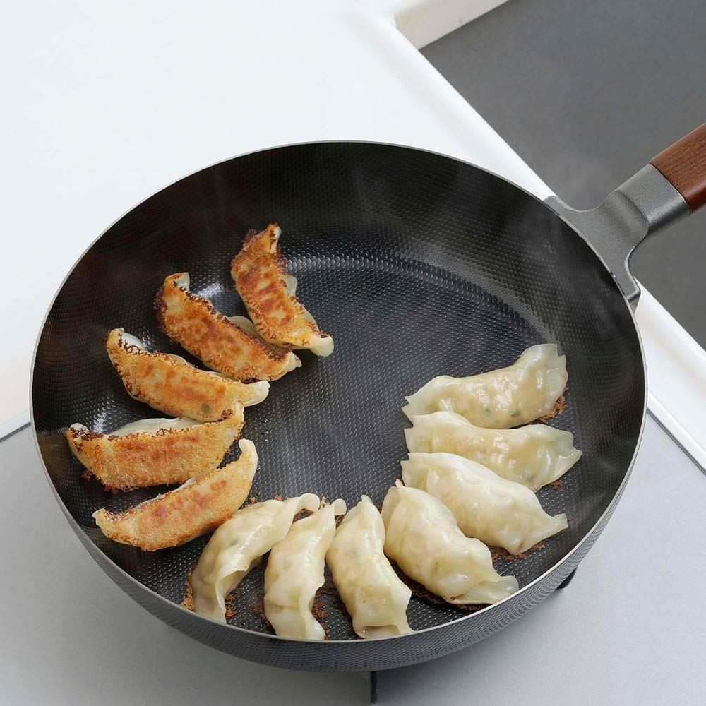 Shimomura Planning Frying Pan 26cm Embossed Iron 22123 Black Double-sided