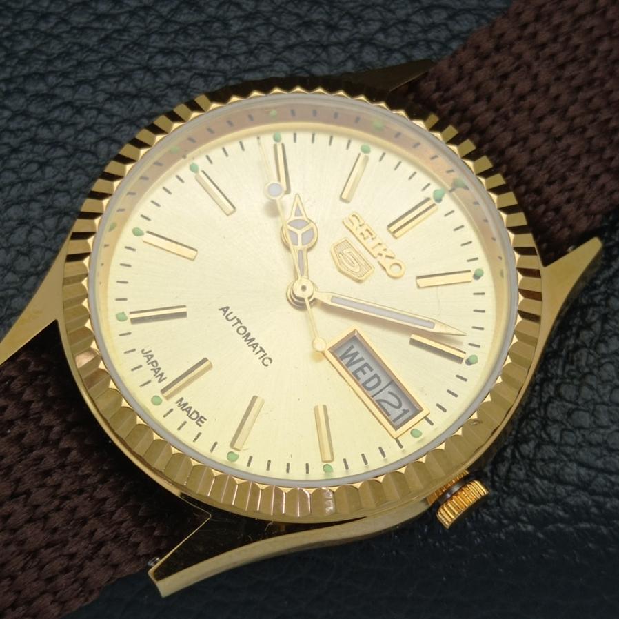 ВОССТАНОВЛЕННЫЕ ВИНТАЖНЫЕ SEIKO 5 AUTO 6309A ЯПОНИЯ МУЖСКИЕ ЗОЛОТЫЕ ЧАСЫ С ЦИФЕРБЛАТОМ a425917-2
