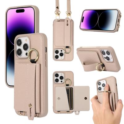 Чехол-кошелек с ремешком через плечо для iPhone 15, 14 Plus, 13, 12, 11 Pro Max, держатель для карт, кожаный чехол-кошелек с ремешком на запястье