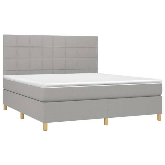 VidaXL Slat Bed Base with Mattress and LED, Upholstered Bed, Double Bed, Adult Bedroom Interior Bed, 3135453