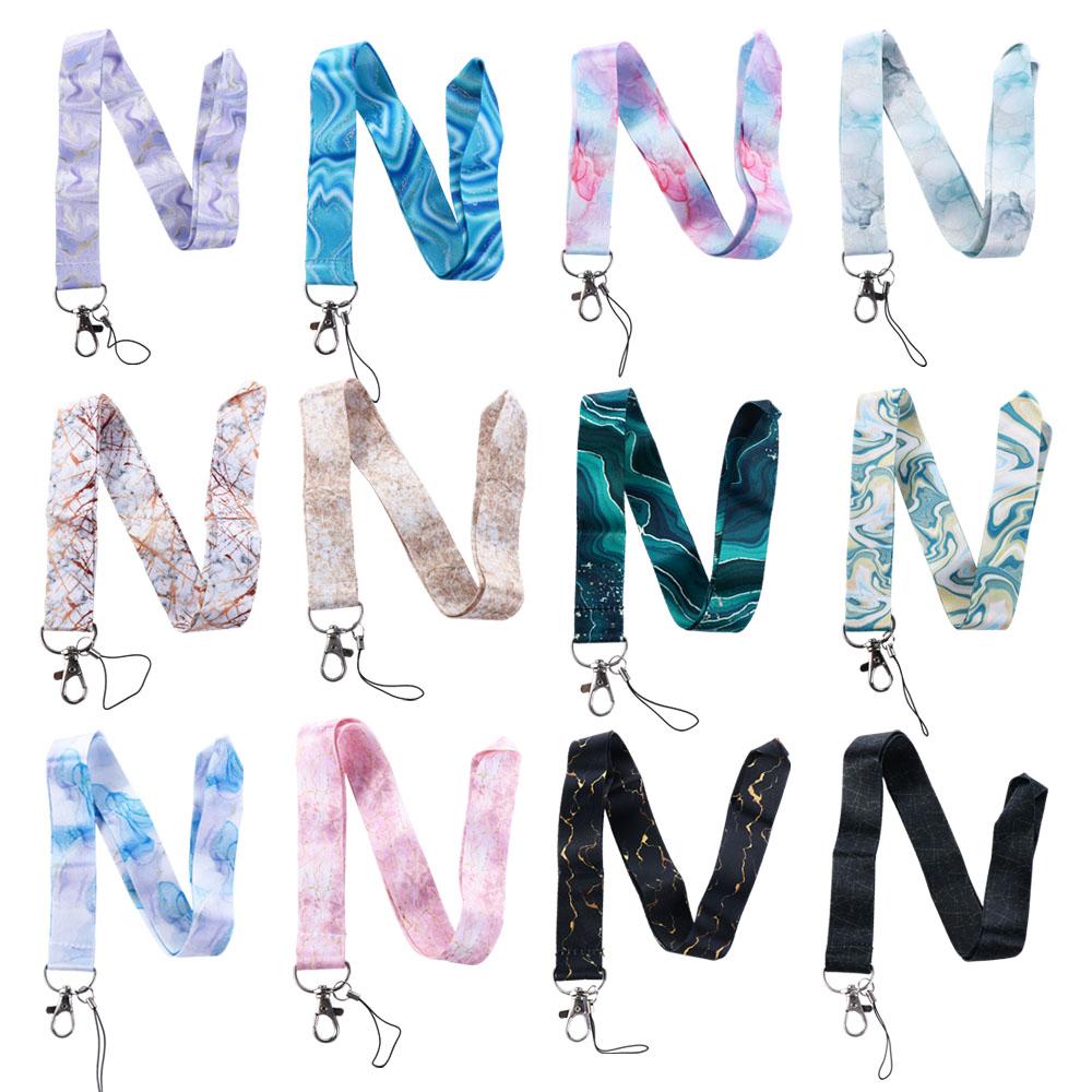 Phone Strap Webbings Ribbon Phone Hang Rope Phone Lanyard Neck Straps Marble Printing Lanyard