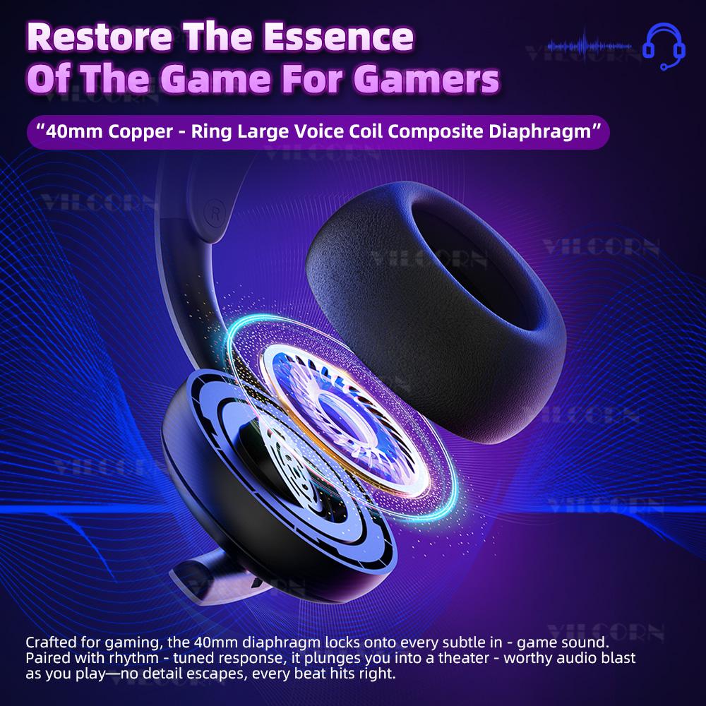 2.4G Wireless Gaming Headset With Wall Mounted Stand Retractable Mic 40mm Driver Headphones for PC PS5 PS4 Switch Phone