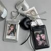 Держатель для фотокарточек Ins Черный ПУ Хранение кредитных карт 3 в 1 Защитная обложка для студенческого удостоверения Держатель для фотокарточек K-pop идолов Брелок Сумка Подарок