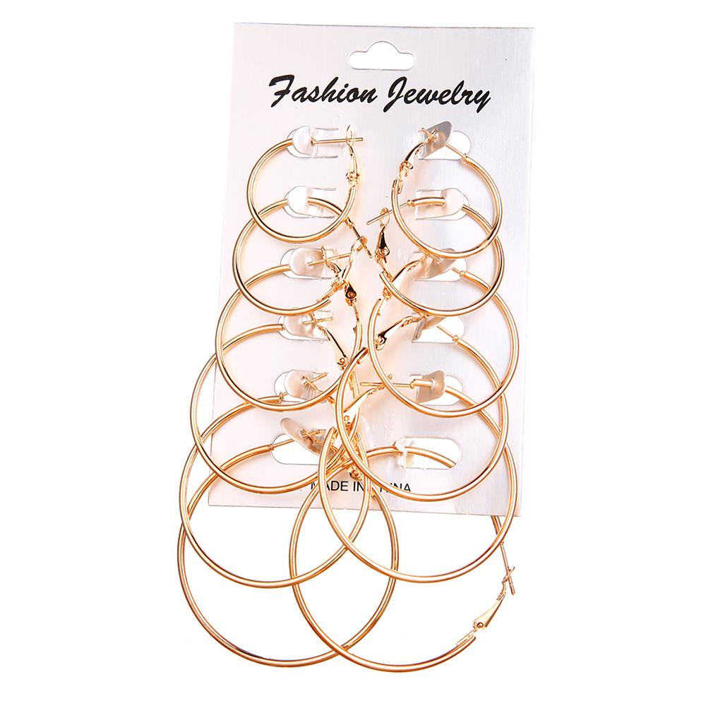 6 пар/набор ретро висячих больших круглых серег женщин стимпанк уха клип