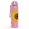 1PC Single Sunflower Yellow Petal Print 750ml Color Plastic Sports Water Bottle Leakproof Flip Straw Lid Suitable for Sports Office Home Use
