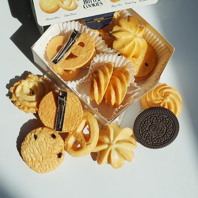 Women Simulation Cookies Handmade Cute Kids Barrettes Adorable Hairpins Funny Hair Clips Hair Accessories Hair Decorate Side Clip