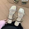 Fashion Butterfly Mary Jane Shoes Spring and Summer New Waterproof Table Transparent Crystal High Heel Thick Heel Flower Roman Women's Sandals