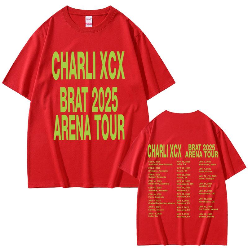 Charli Xcx Brat 2025 Арена Тур Футболки Унисекс Женская Мода Поп Музыка Футболки Хлопок Оверсайз Короткий Рукав Футболка Уличная Одежда