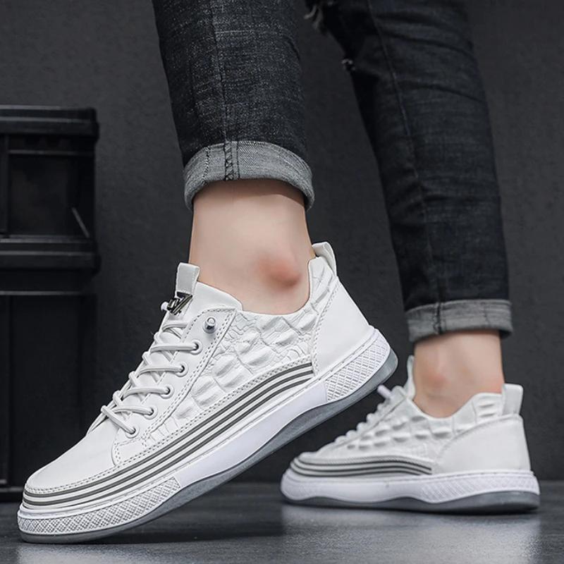 Мужская вулканизированная обувь 2024 года, модная, удобная, мужская, повседневная, спортивная обувь на толстой подошве, новые роскошные мужские теннисные туфли с принтом крокодила