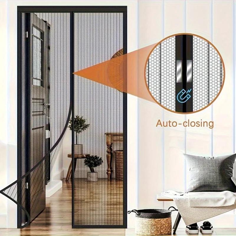 Летняя магнитная сетчатая штора-дверь, противомоскитная сетка на дверь, магнитное уплотнение для окон и дверей - Черная