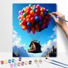 disney up house with colorful balloons digital oil painting hand painting kit diy home decoration