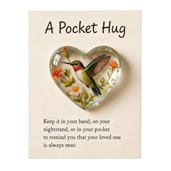Pocket Hug Hummingbird Mini Pocket Hug Heart Cute Hummingbird Ornament with Encouragement Card Keepsake