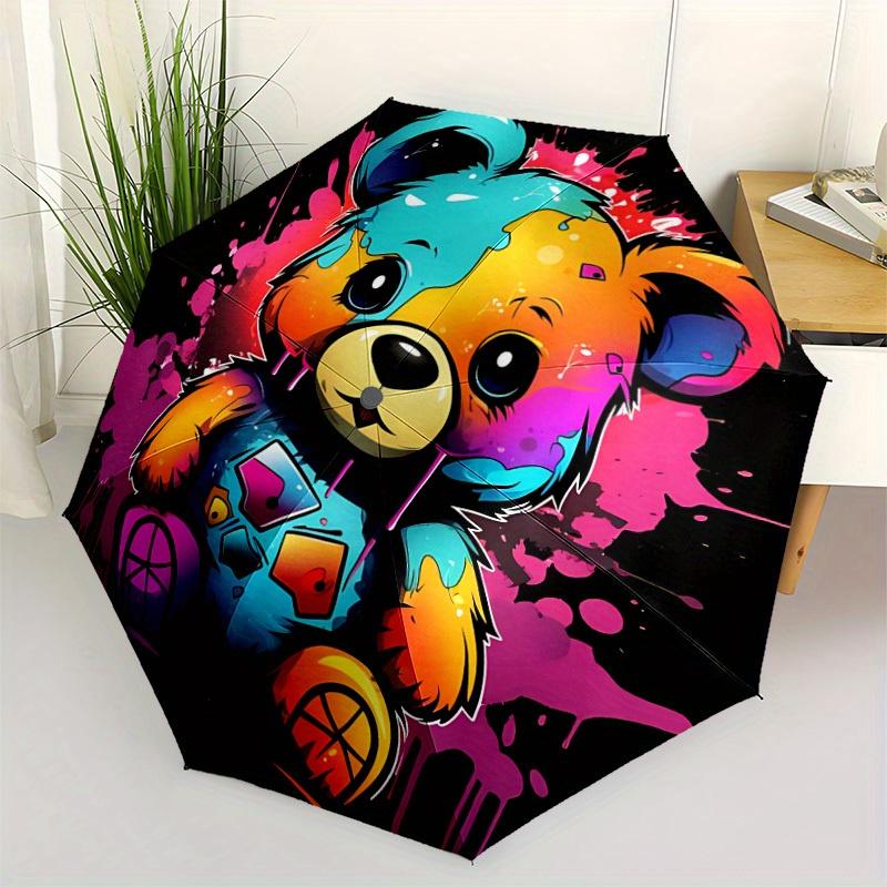 1pc Colorful Bear Automatic Open/Close Umbrella Sturdy Iron Frame, Compact Travel Umbrella,lightweight & Durable Everyday Carry a0829050