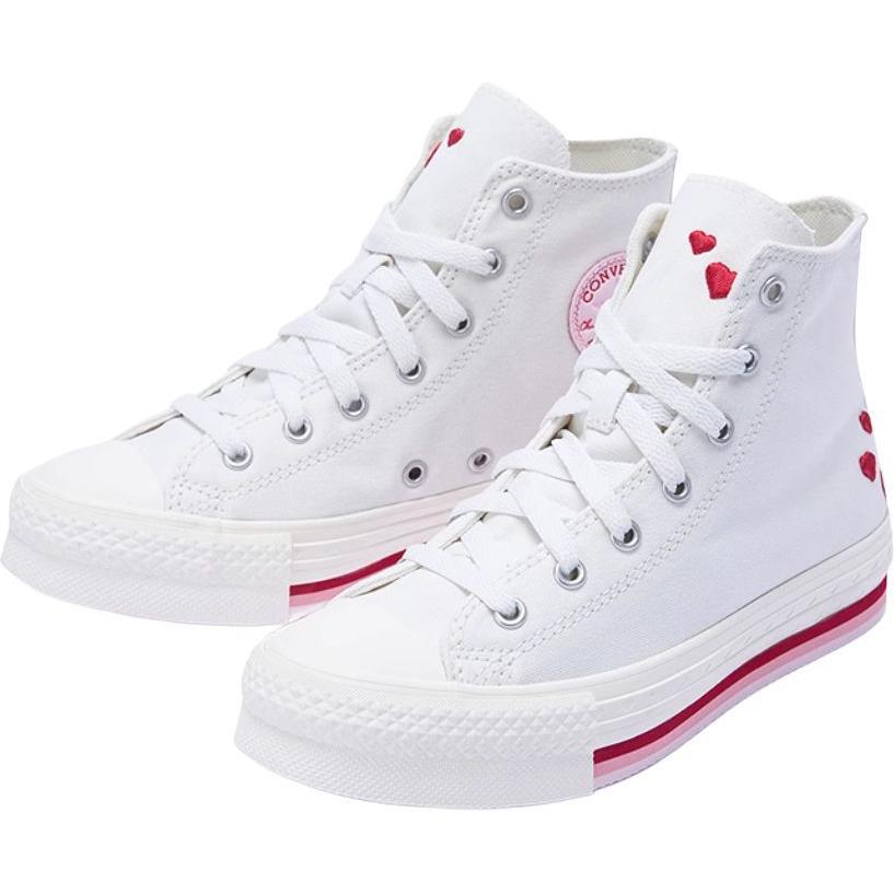 Converse Chuck Taylor All Star Lift Platform High GS Valentines Day 2025 Детские кроссовки Кремовый Винтажно-Белый Красный A10716C