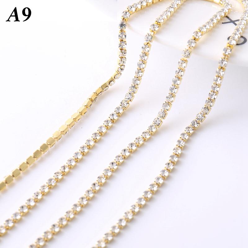 5M Rhinestone Drill Chain 2mm Glass Rhinestone Claw Chain Trim DIY Sewing Costume Craft Performance Clothing Decor Accessories