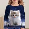 Long Sleeve T-Shirt Girl Top Korean Children's Clothes Autumn Kids Tshirts Fluffy Cute Tees 3d Printed From 6 To 14 Years
