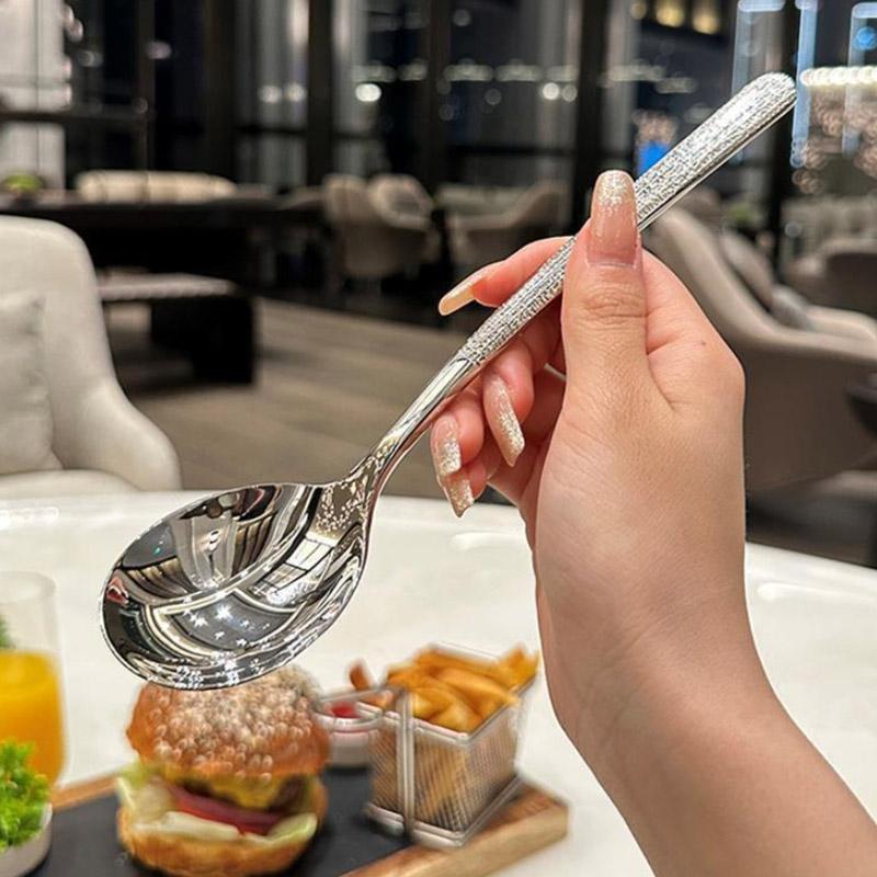 S/L Ложка из нержавеющей стали в западном стиле с длинной ручкой Десертная ложка Бытовая ложка с круглым наконечником Суповая ложка