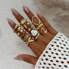 Chunky Gold Rings Set for Women Gold/Silver Baroque Pearl Rings Open Adjustable Pearl Ring Stacking Rings Set Boho Prom Costume Jewelry